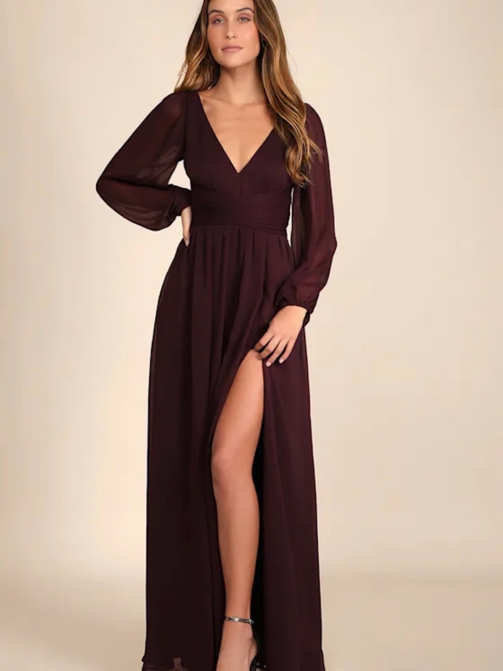 Lulu's Enchant My Love Dark Purple V-Neck Long Sleeve Maxi Dress 2/33